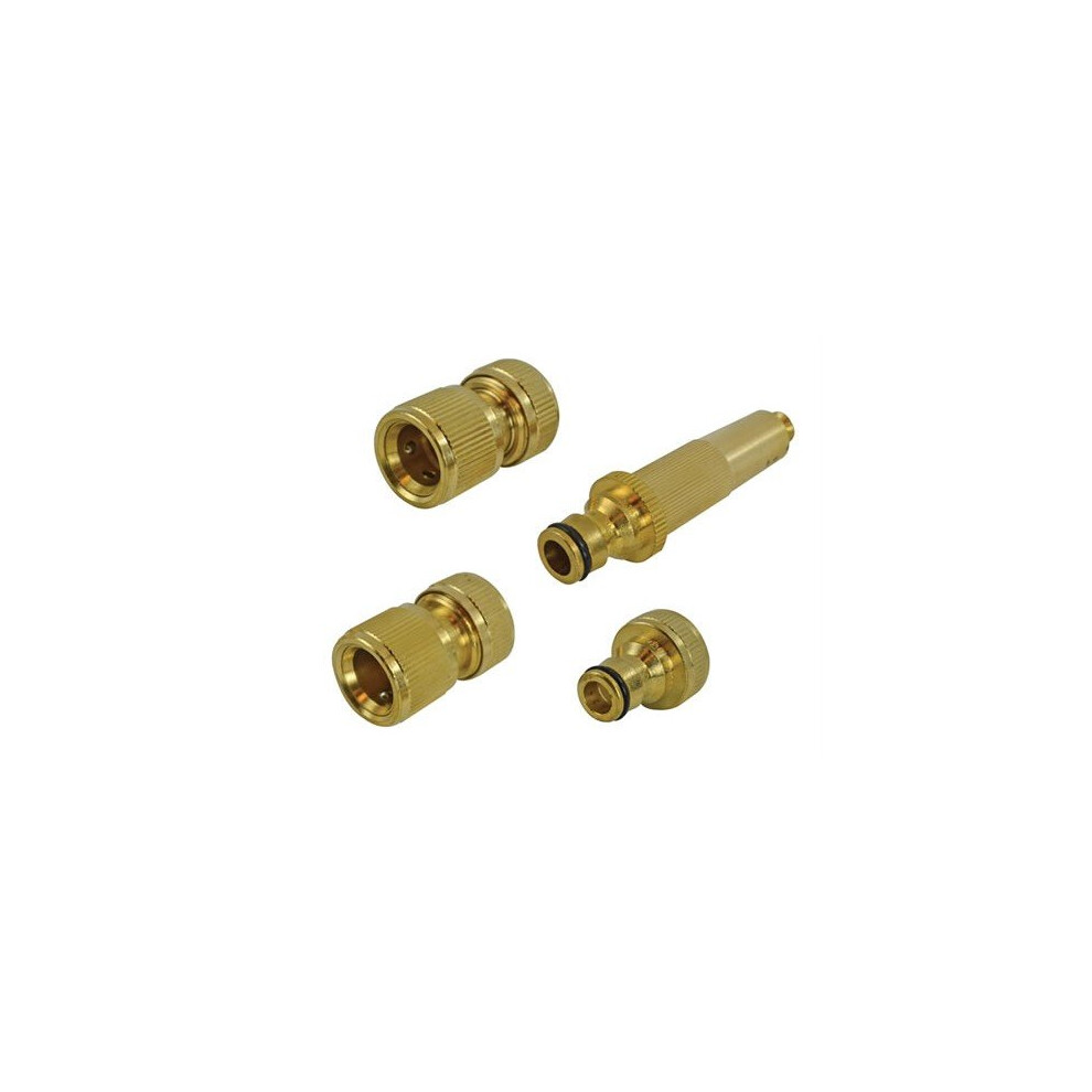 Faithfull Brass Nozzle & Fittings Kit 4 Piece 12.5mm (1/2in) Faihoseset4