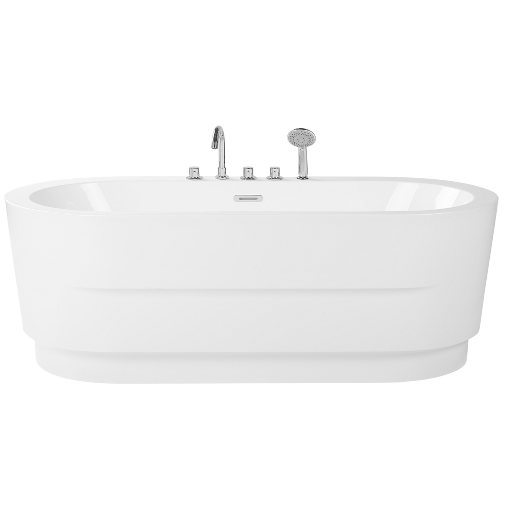 Beliani Freestanding Bath With Fixtures 1700 X 800 mm White Empresa