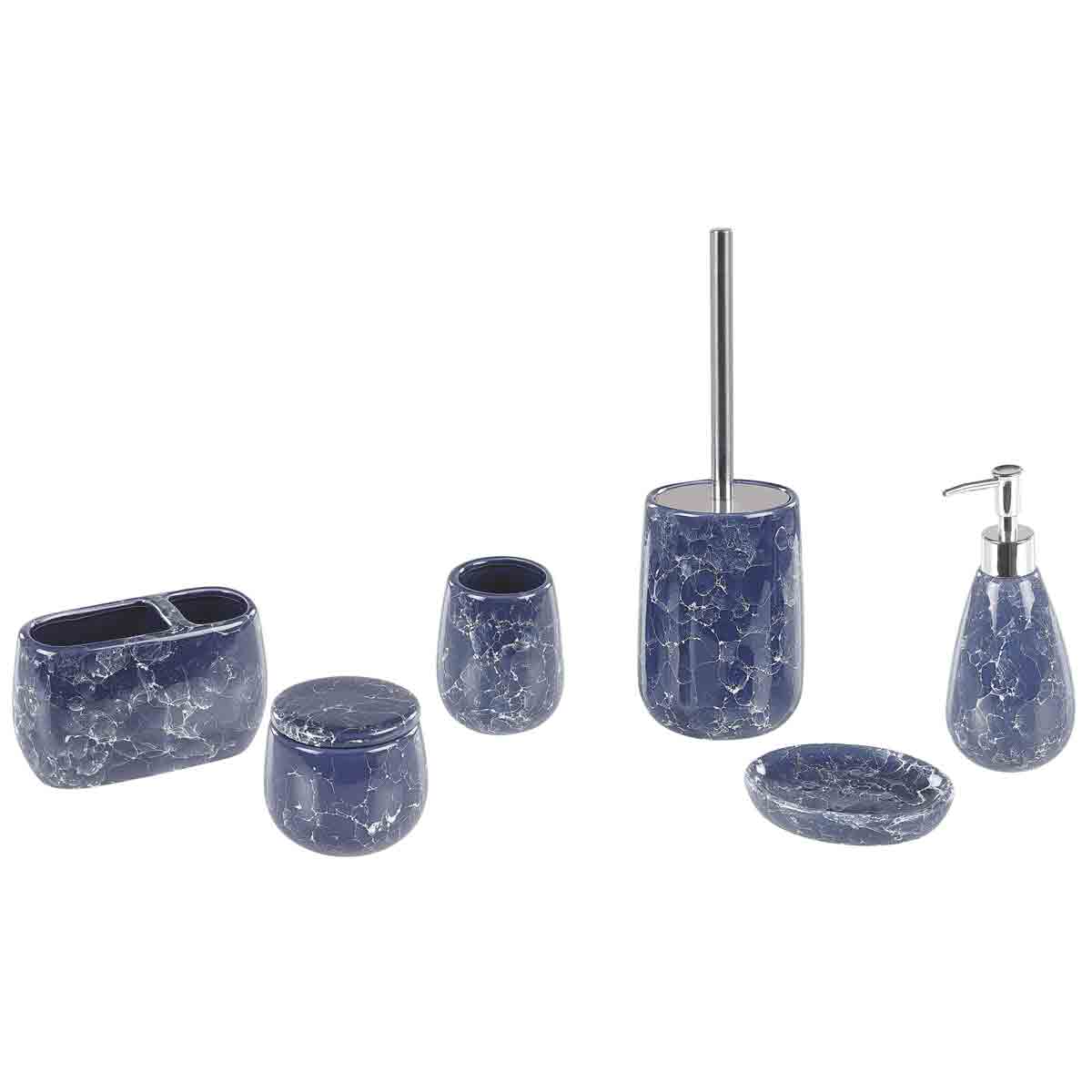 Beliani 6-piece Bathroom Accessories Set Blue Antuco