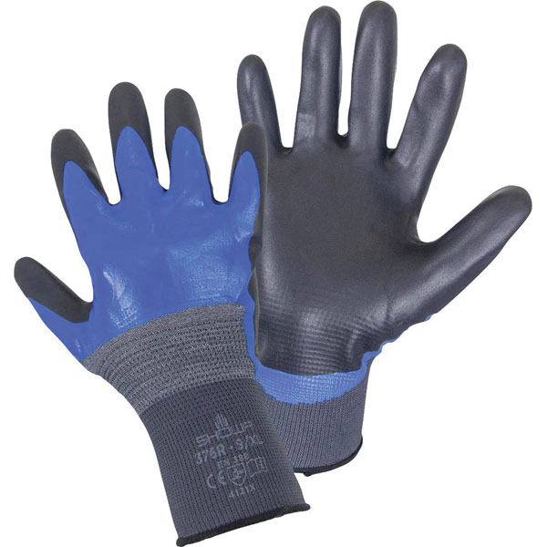 PEREL Showa Blue Nylon General Purpose Work Gloves, Size 9, Large, Nitrile Coating