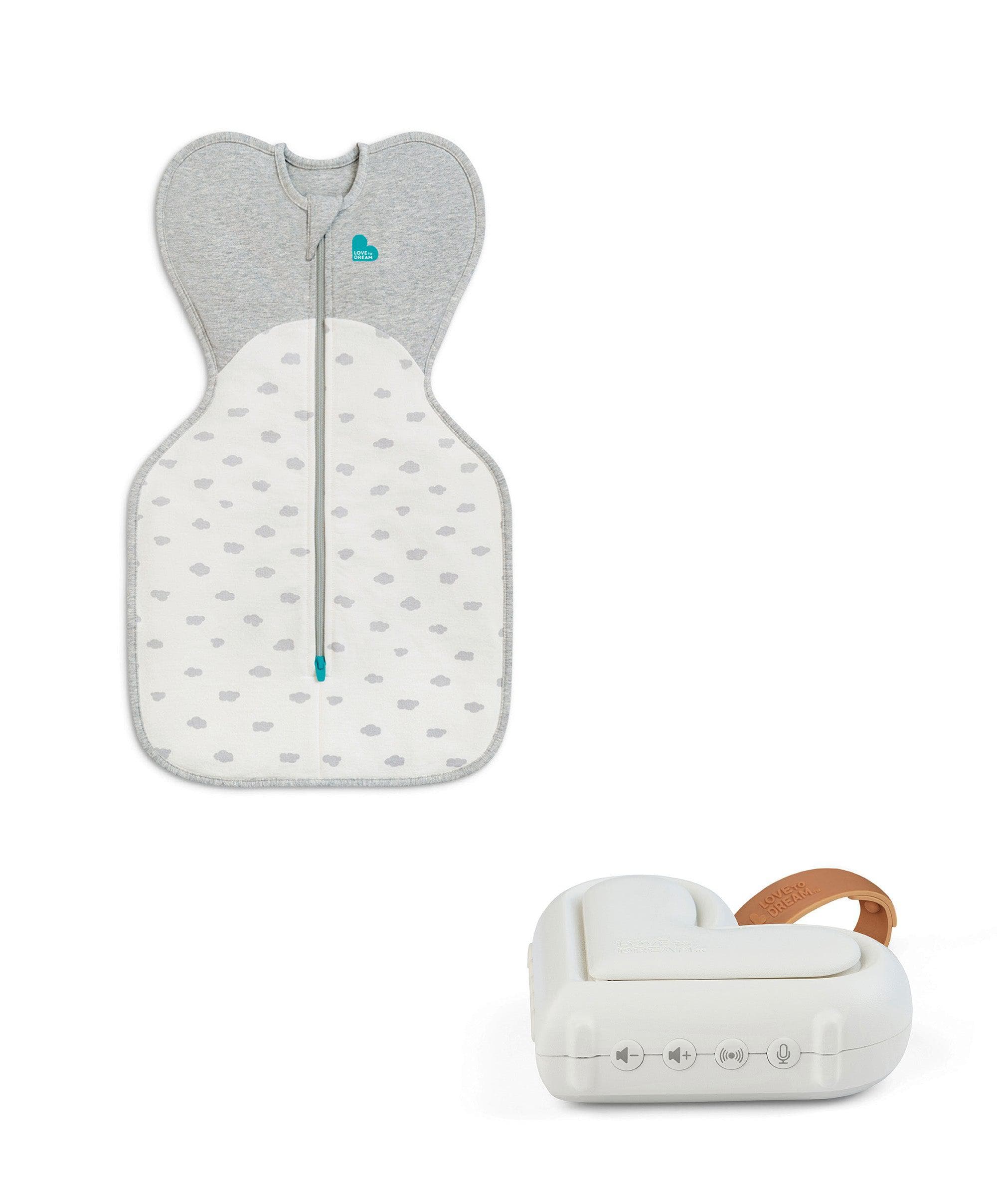 Love To Dream Swaddle Up™ and Sleep Machine Bundle 1-3 months (1.5 Tog) - Mini Cloud White