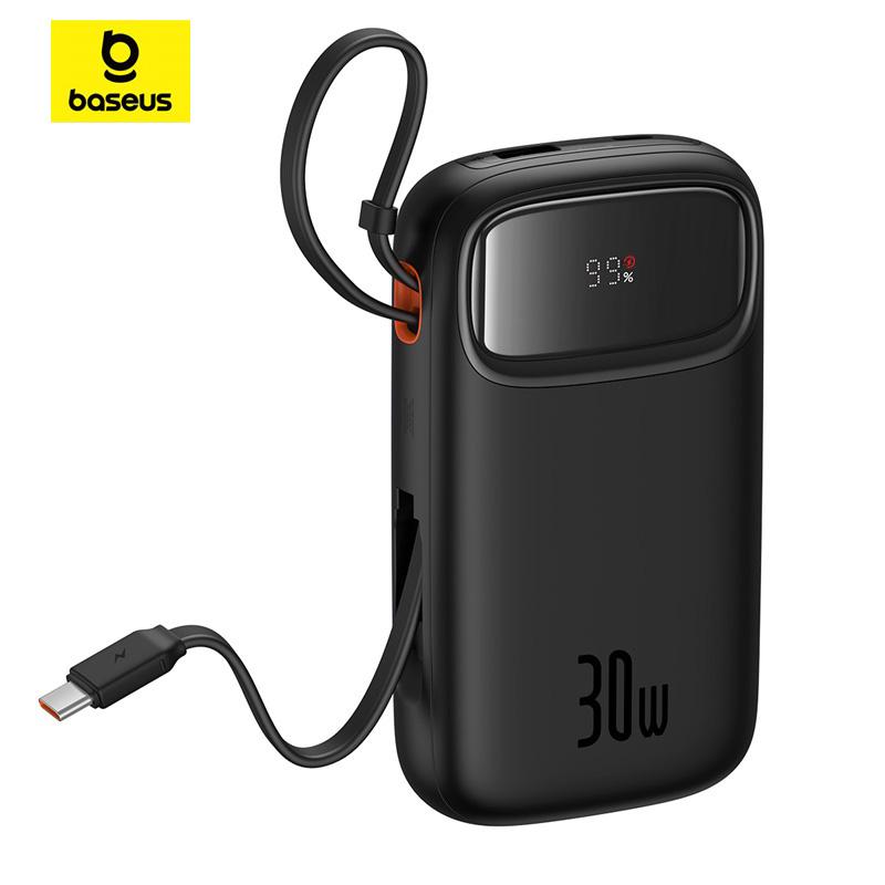 Baseus QPow 2 Digital Display Fast-Charging Power Bank with 2 Built-in Type-C Cable 20000mAh 30W capacity:20000mAh purple