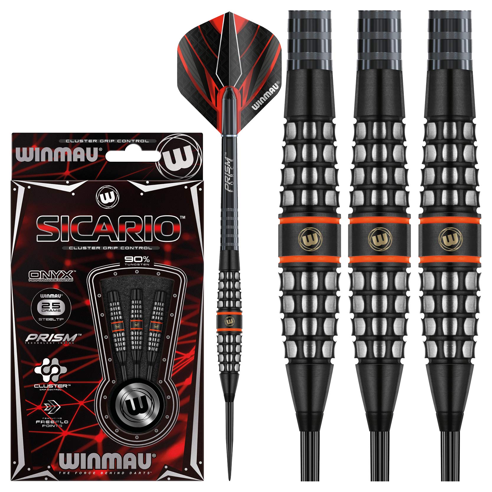 JP Create Mege Winmau Sicario Tungsten Steel Tip Dart Set 25g Prism Flight And Shaft (stem)