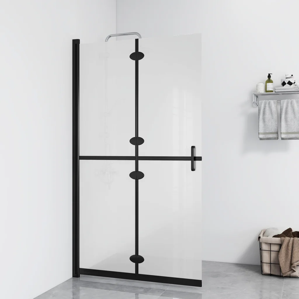 VidaXL Foldable Walk-in Shower Wall Frosted ESG Glass 110x190 cm
