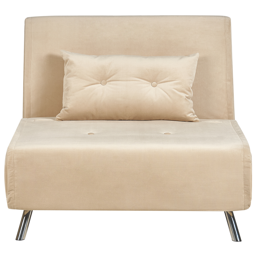 Beliani Sofa Bed Farris Sand Beige Velvet