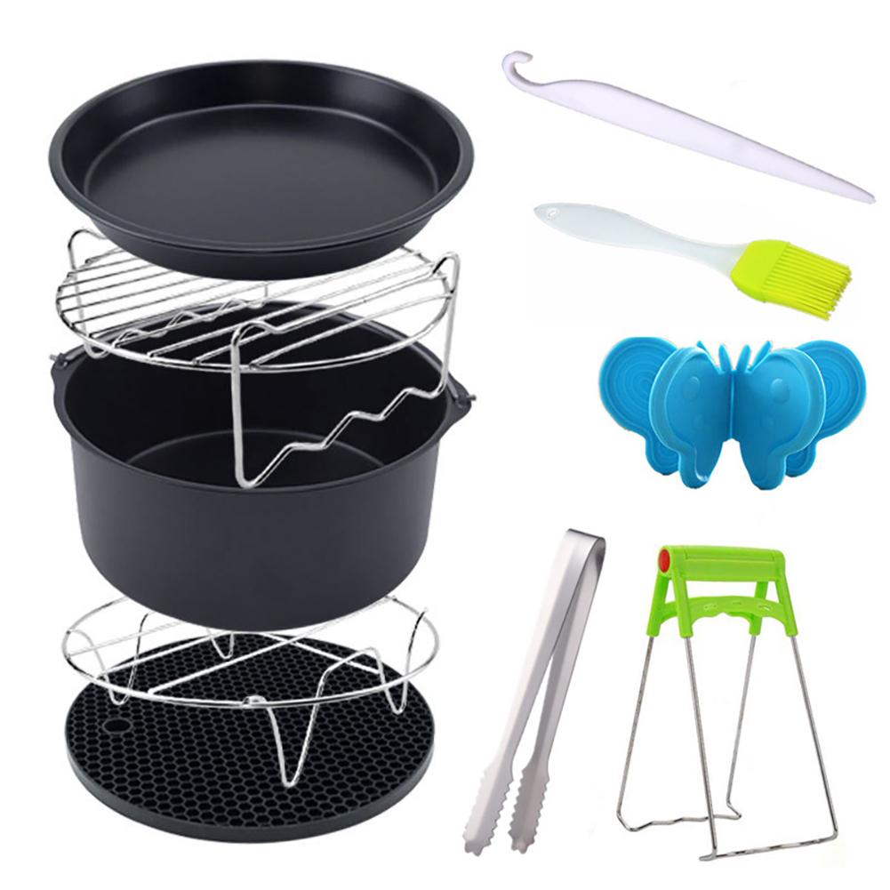 COSYHOME 10PCS 6IN/16CM Air Fryer Accessories Safety Pizza Baking Pan Kitchen Cooking Tools for 3.7-5.8qt