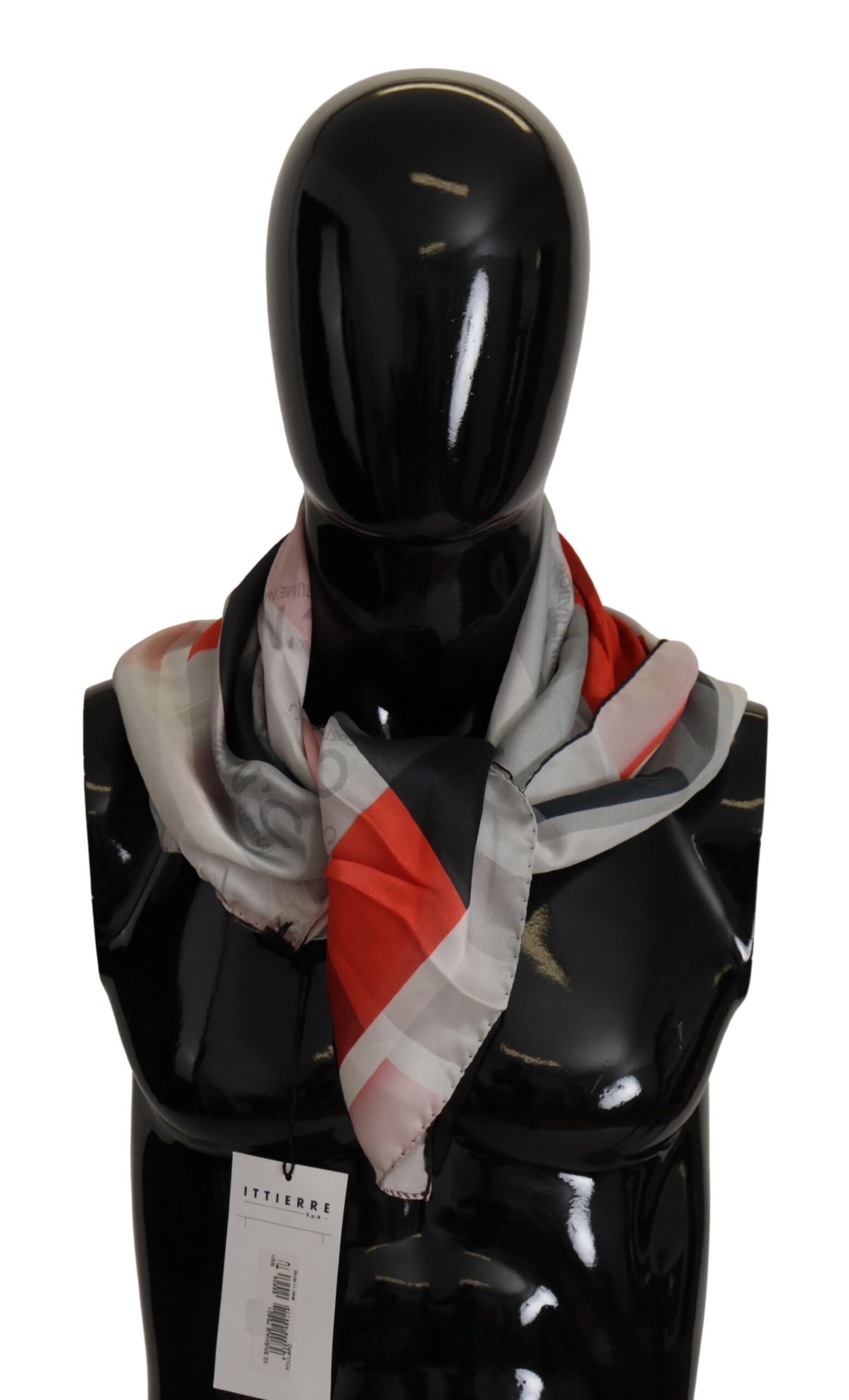 Costume National Silk Scarf Geometric Pattern - Gray Patterned Scarves
