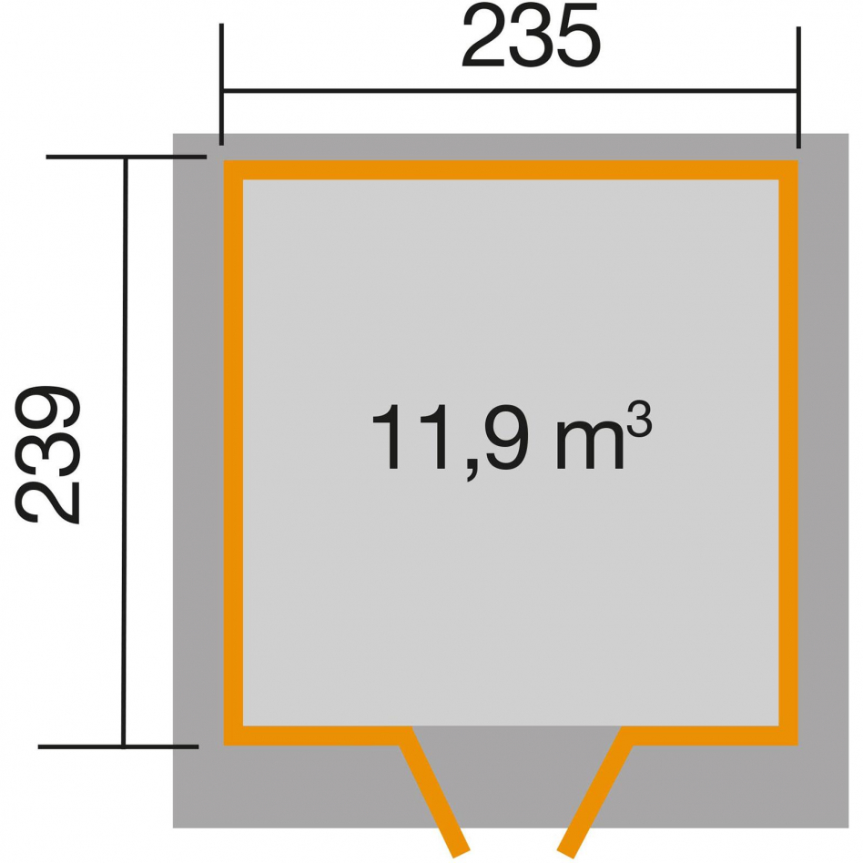 Weka 235 cm x 239 cm Werkzeugschuppen aus Massivholz Paneelfarbe: Grau