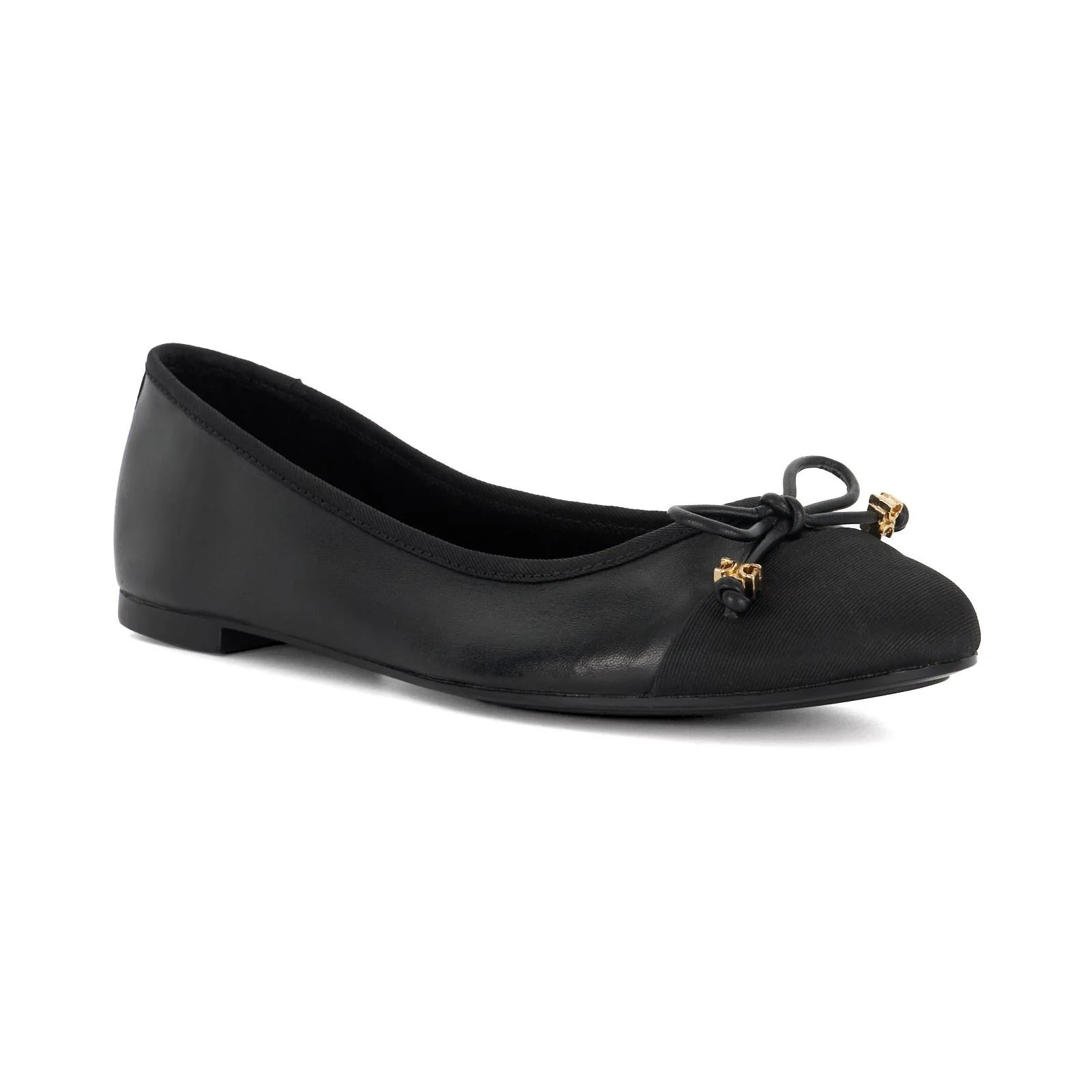 Dune London Wide Fit 'Hallo' Leather Ballet Pumps
