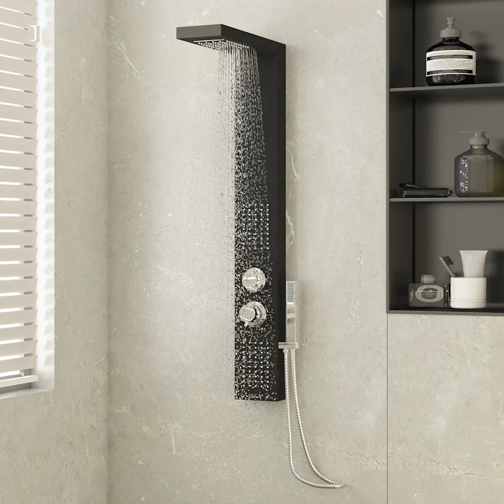 VidaXL Shower Panel System Aluminium Black