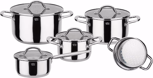 GSW Meran 9 Piece Stainless Steel Cookware Set gray