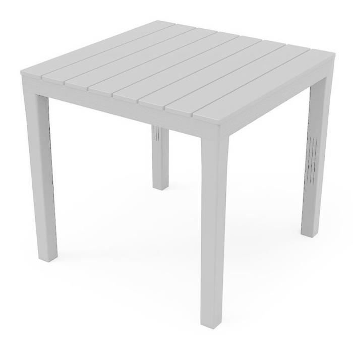 TECHSALES Tavolo in resina plastica quadrato per esterno da giardino 80x80xh72cm bianco