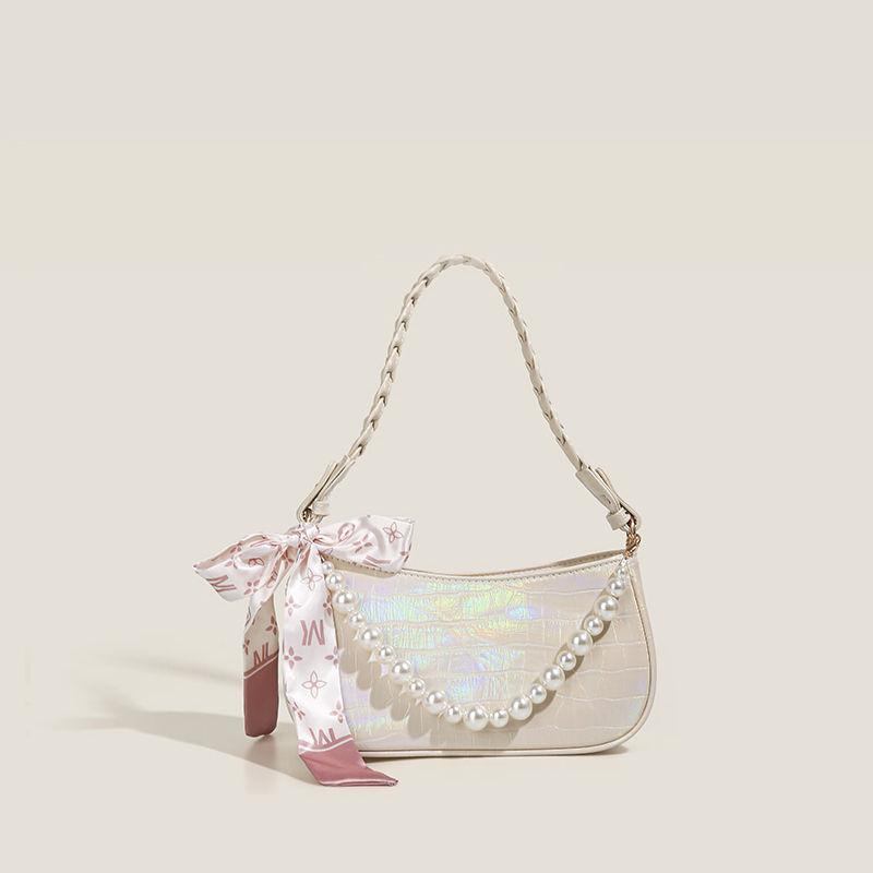 JMG Bags Fashionable and Versatile Women's Bags, Niche Laser Powder Underarm Bags, Colorful Bags, Women's Hand Bags, Shoulder Bags, Crossbody Bags white