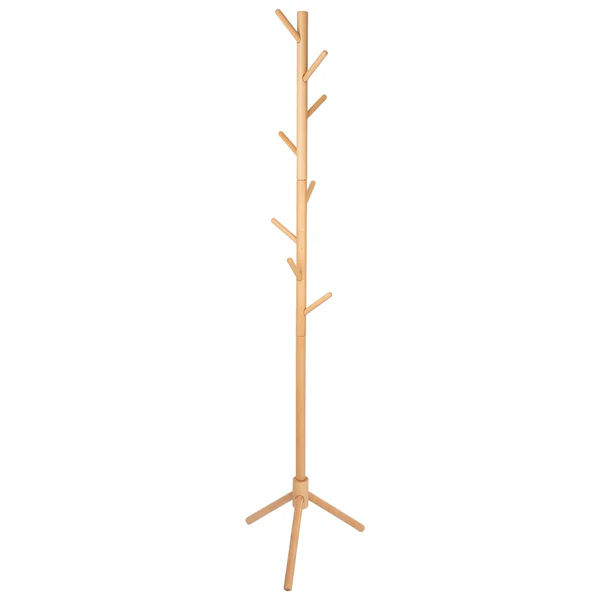 Harbour Housewares Free-Standing Wooden Coat Rack - Light Brown