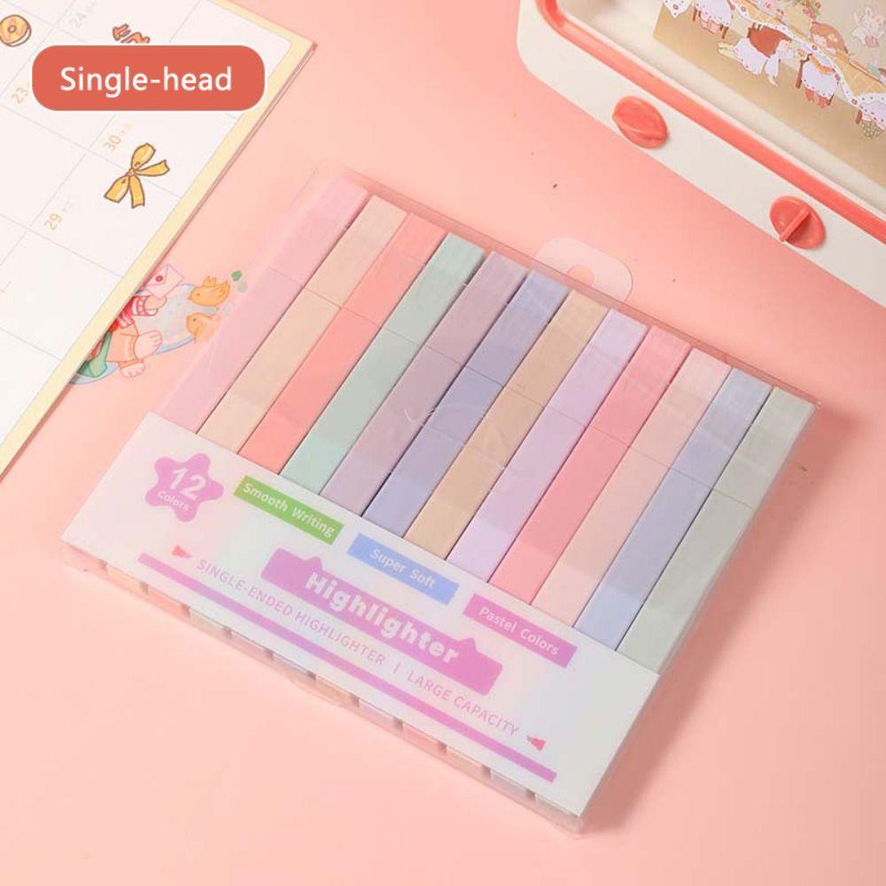 Binchi Cultural Supplies Fluorescent Highlighter Pens Aesthetic Double Headed Pastel Highlighters Stationary Supplies Kawaii Colored Markers Pens