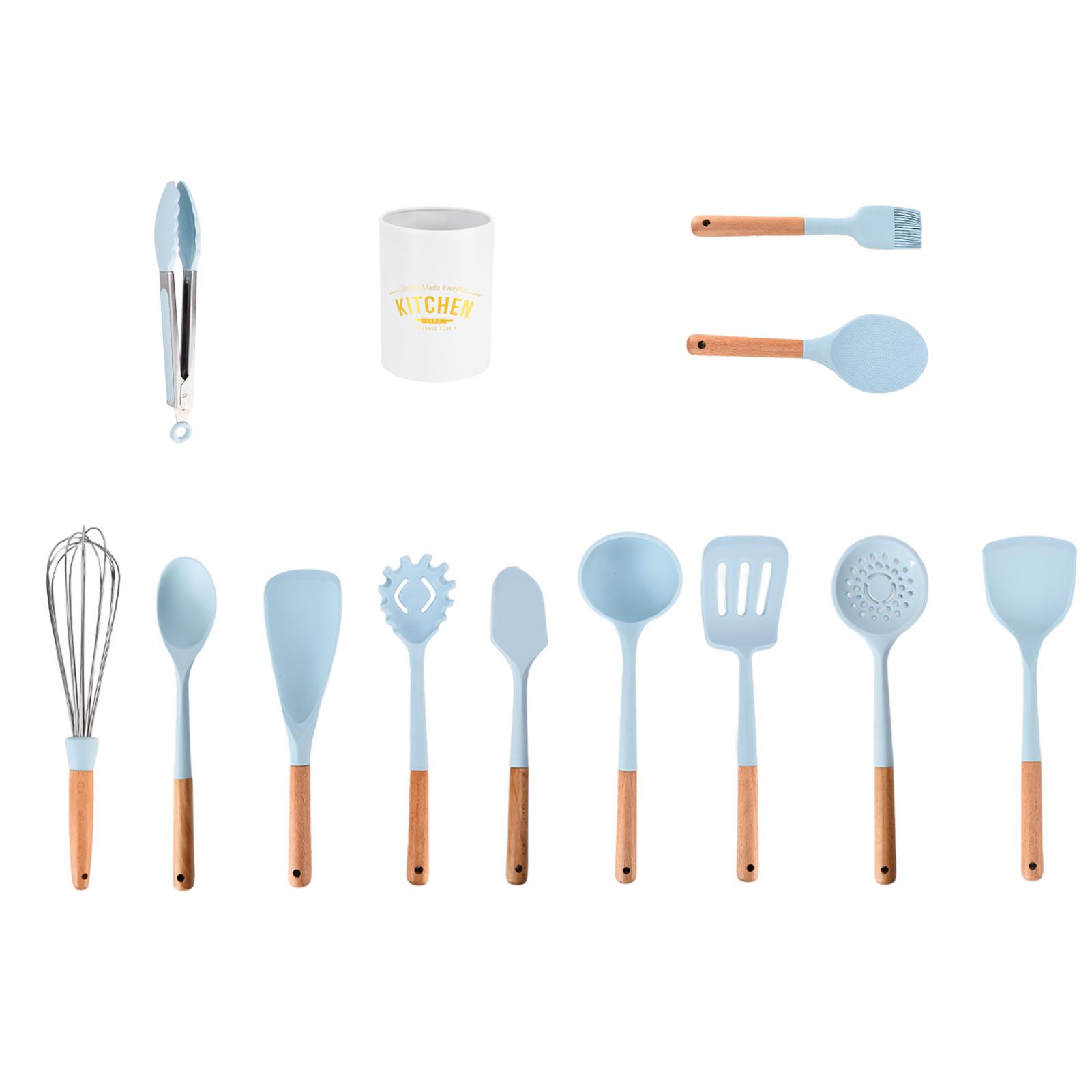 Konnwei 12PCS/Set Silicone Kitchenware Cooking Utensils Set Baking Tools Heat Resistant Spatula Kitchen