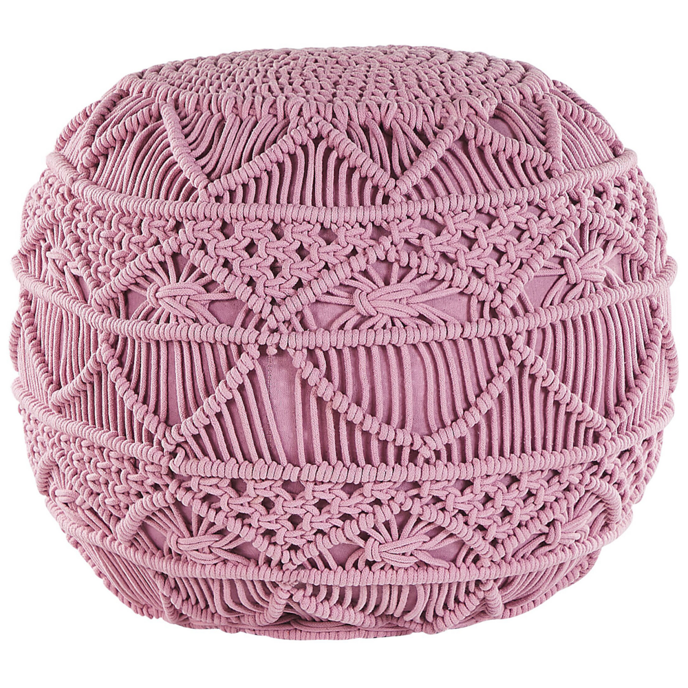 Beliani Traditional Pouffe Kayseri Pink Cotton