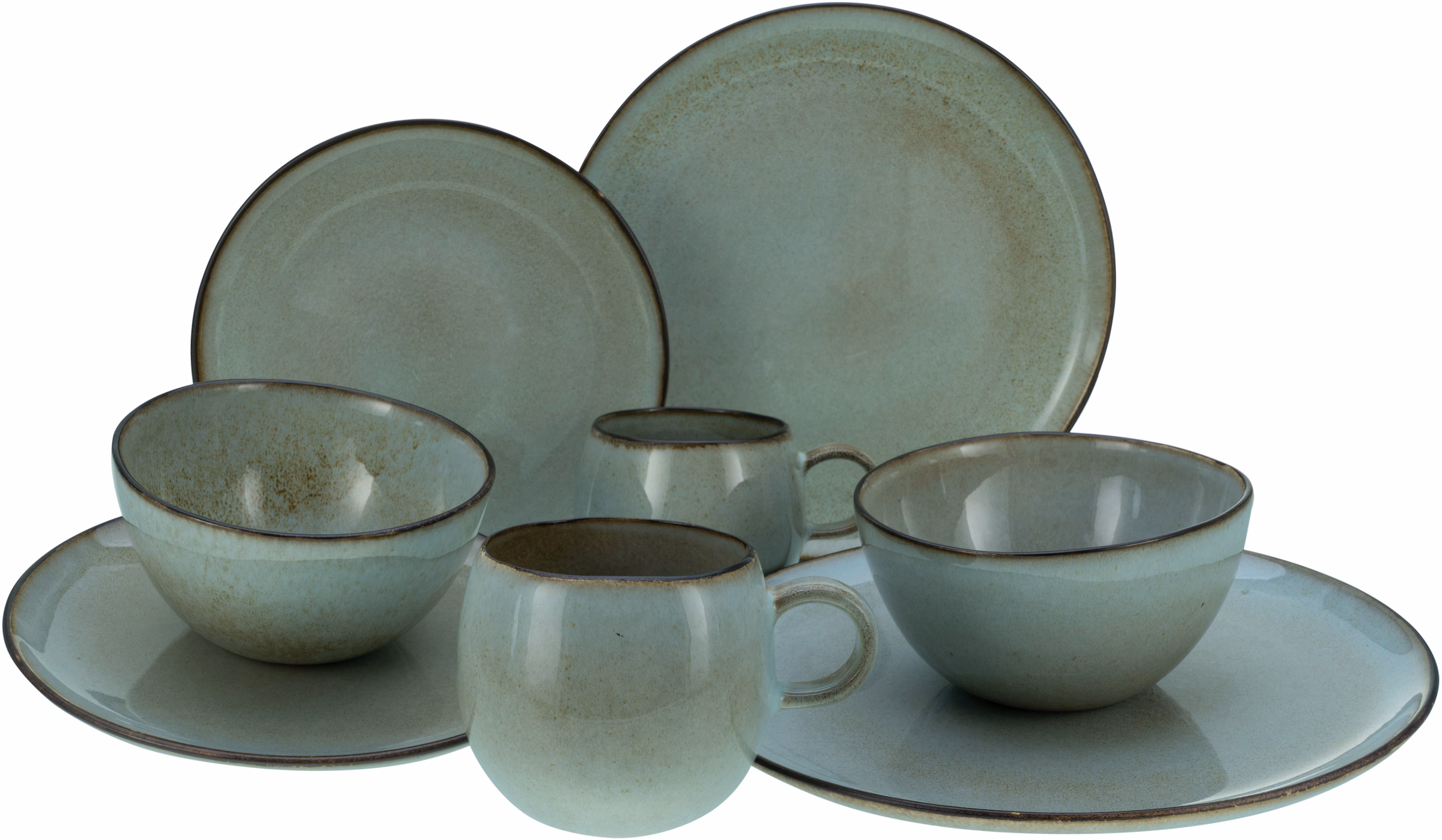 Creatable , 14437, Stone Gray collection, 8 piece dinnerware set blue