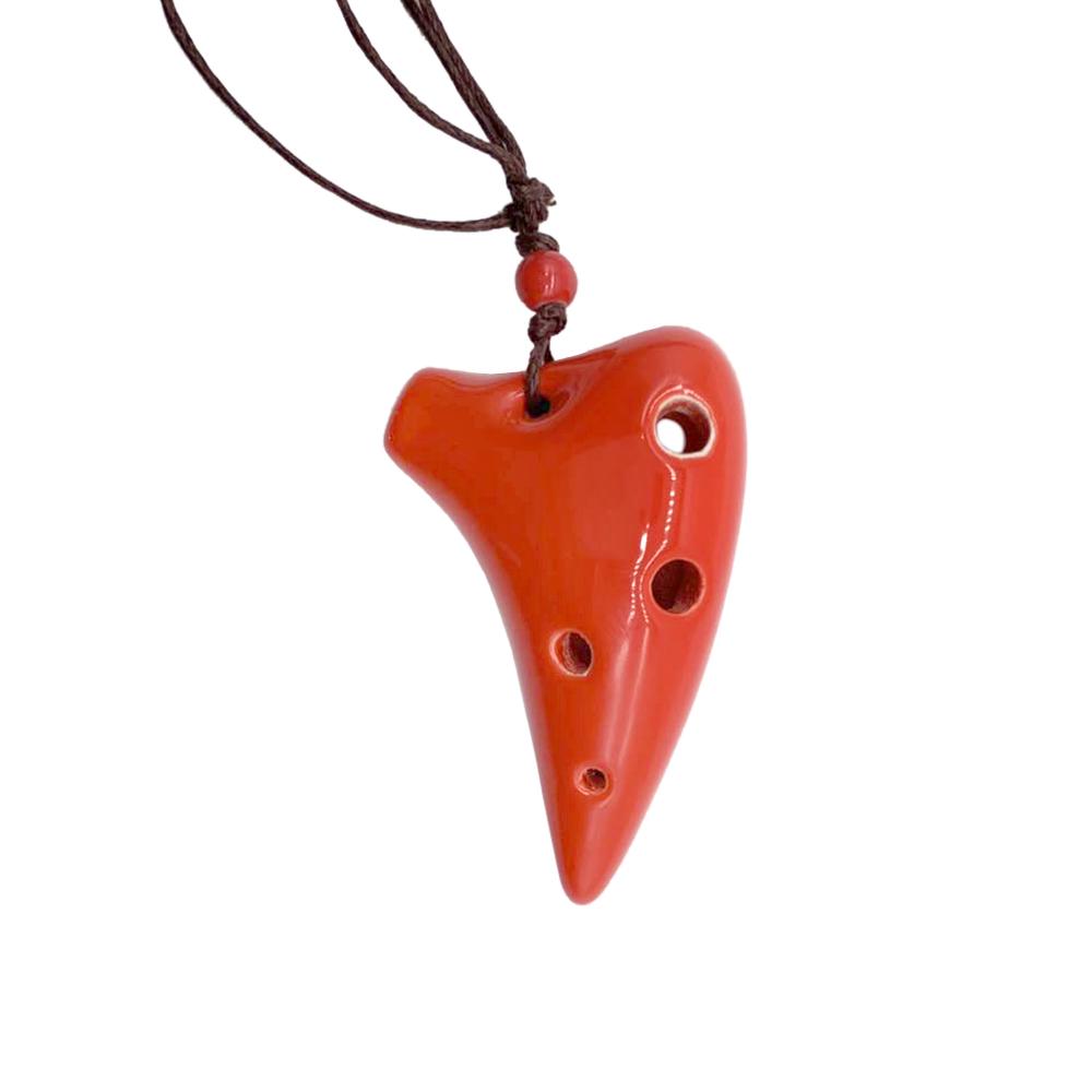 TOMTOP JMS 6 Holes Ceramic Ocarina Alto C Submarine Style Musical Instrument with Red