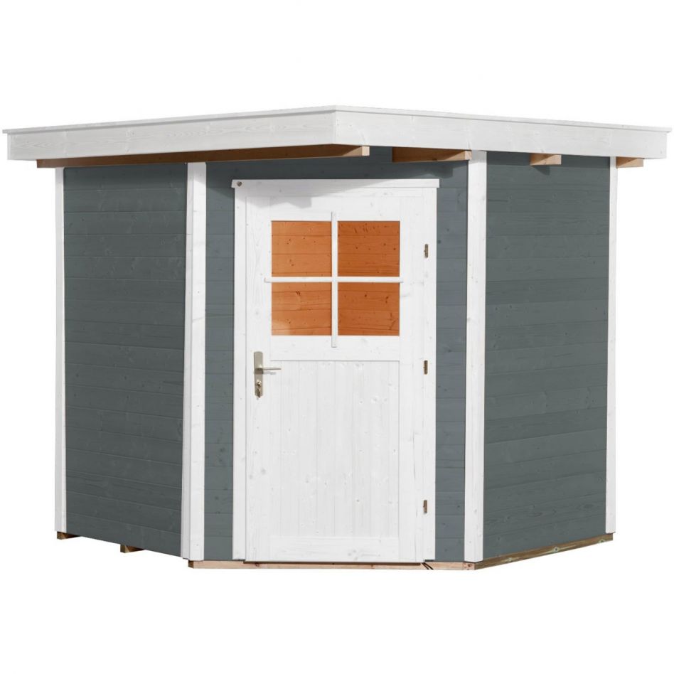 Weka 235 cm x 239 cm Geräteschuppen aus Massivholz Paneelfarbe: Grau