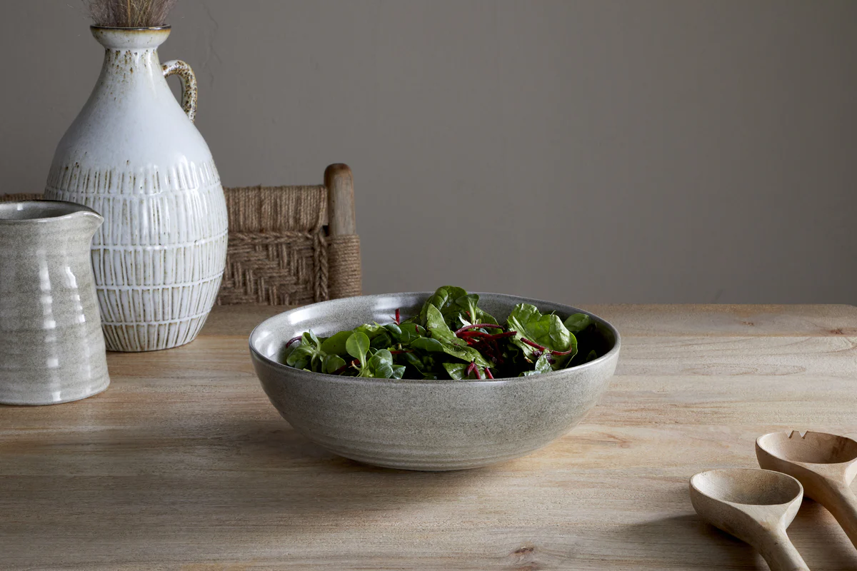 Nkuku Valinha Earthenware Serving Bowl | Serveware | Grey
