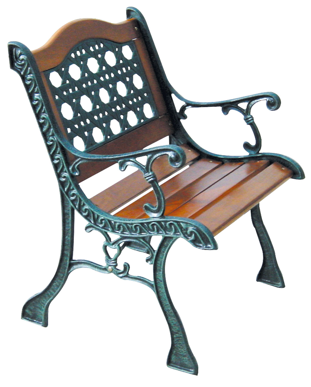 Senza Marca Poltrona da giardino sedia con braccioli in ghisa e legno per esterno 531053FR