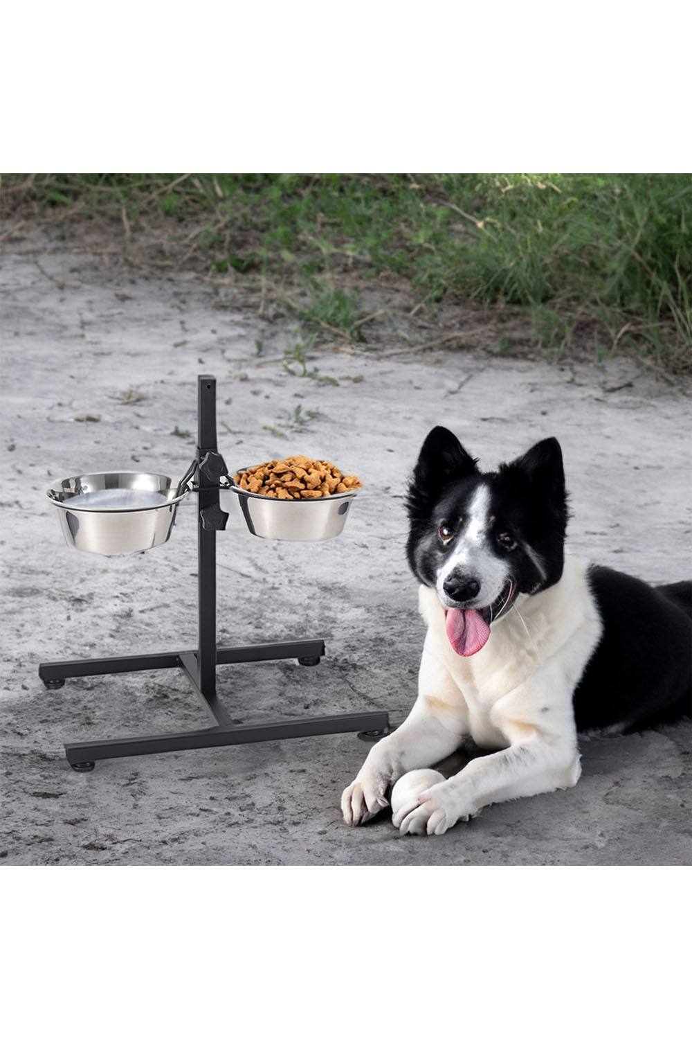 Living And Home Adjustable Pet Feeder with Two Bowls