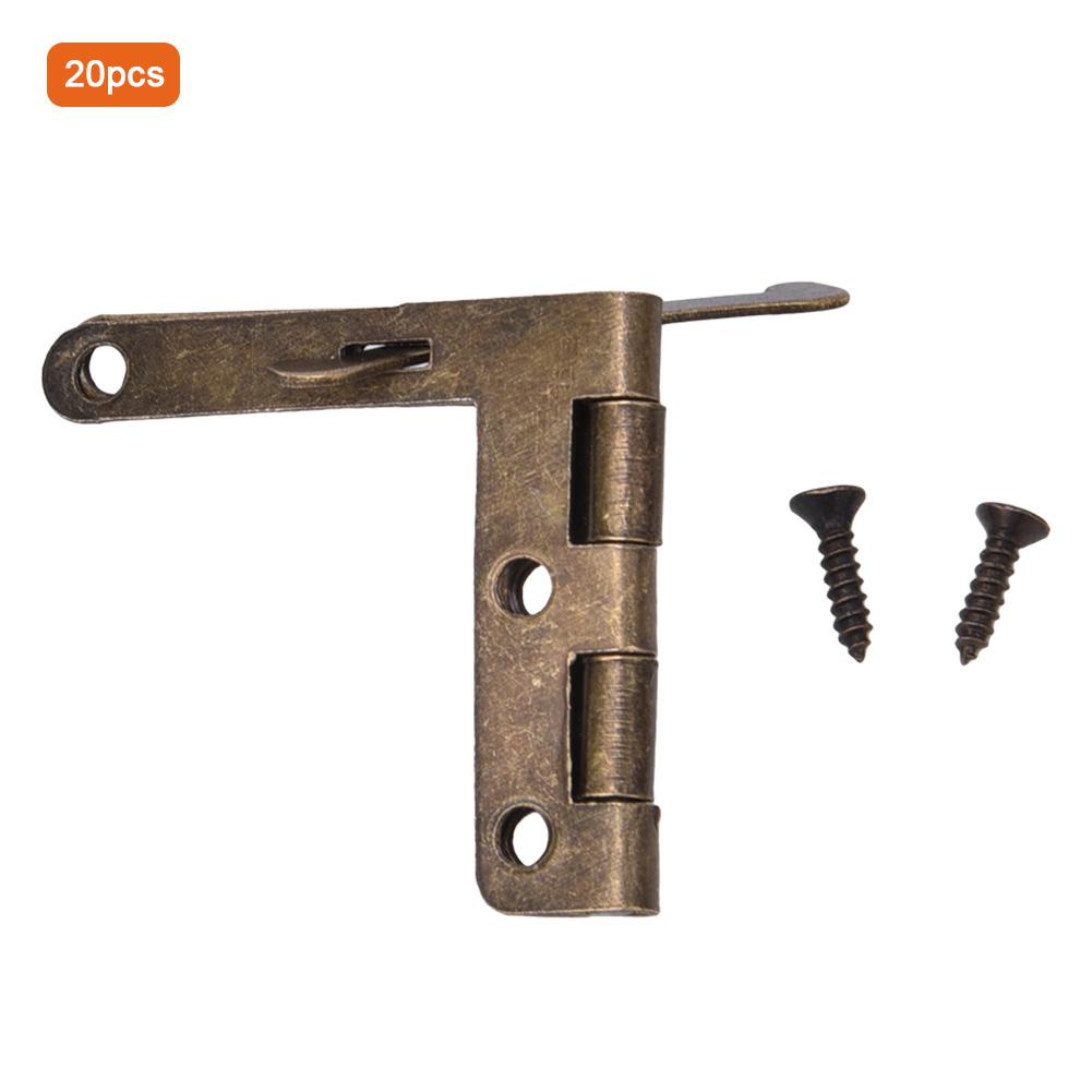 GoolRC 20Pcs Angle Support Spring Hinge Iron Hardware Fitting Furniture Accessories 33x30mmCyan Bronze