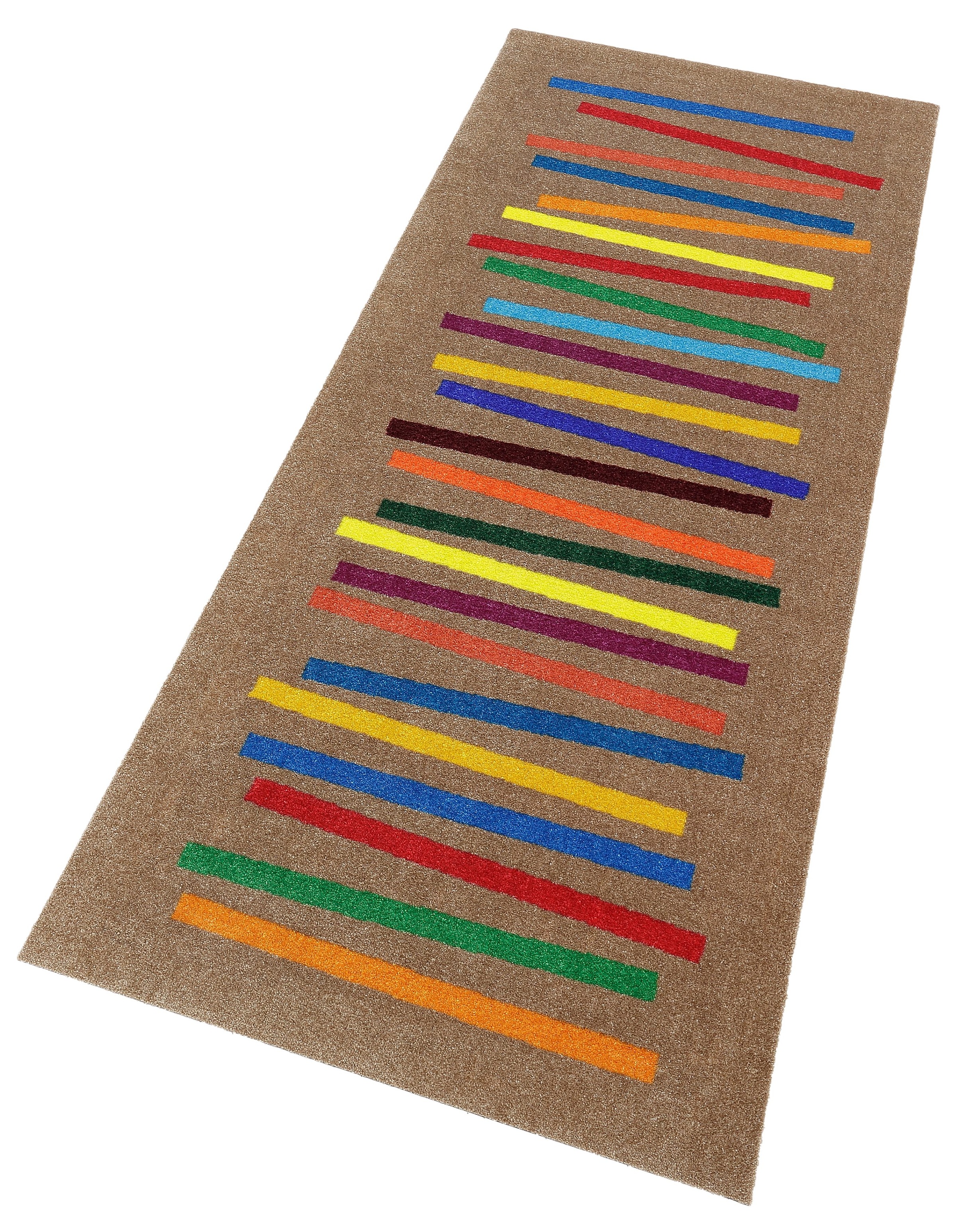 Wash+Dry Mixed Stripes Decor Doormat brown