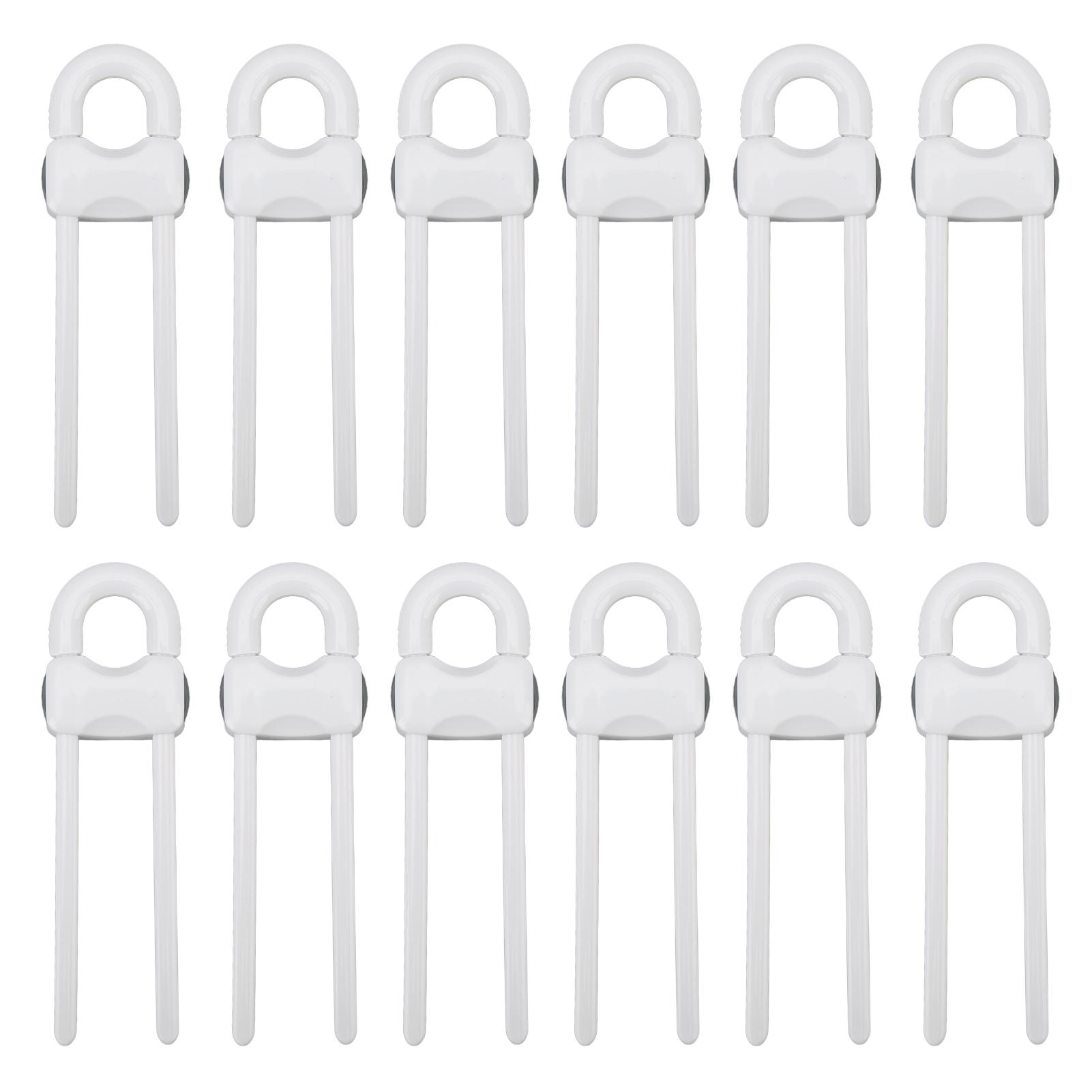Neoglint 12PCS U Shaped Child Locks Safety Cabinet Childproof Latches for Storage Door Drawer Window White white