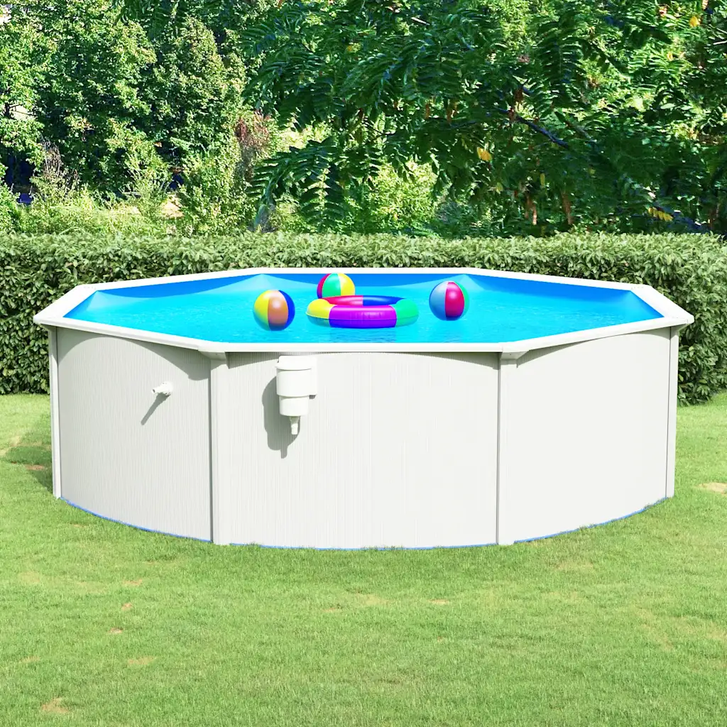 VidaXL Swimming Pool with Steel Wall Round 460x120 cm White