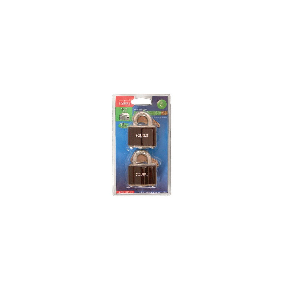 Squire 35T Stronglock Card (2) Padlocks 38mm Open Shackle Keyed HSQ35T