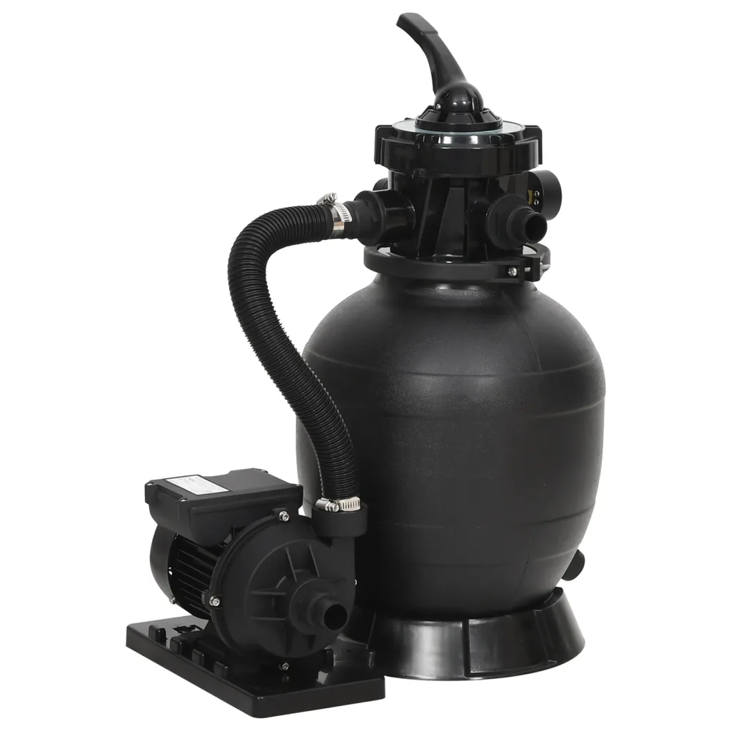 VidaXL Pool Sand Filter with 6-Way Valve Black