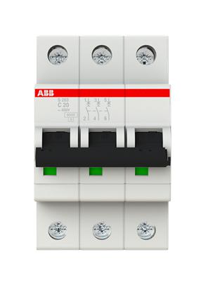 ABB S203-C20 Circuit Breaker, Thermal Mag, 3 Pole