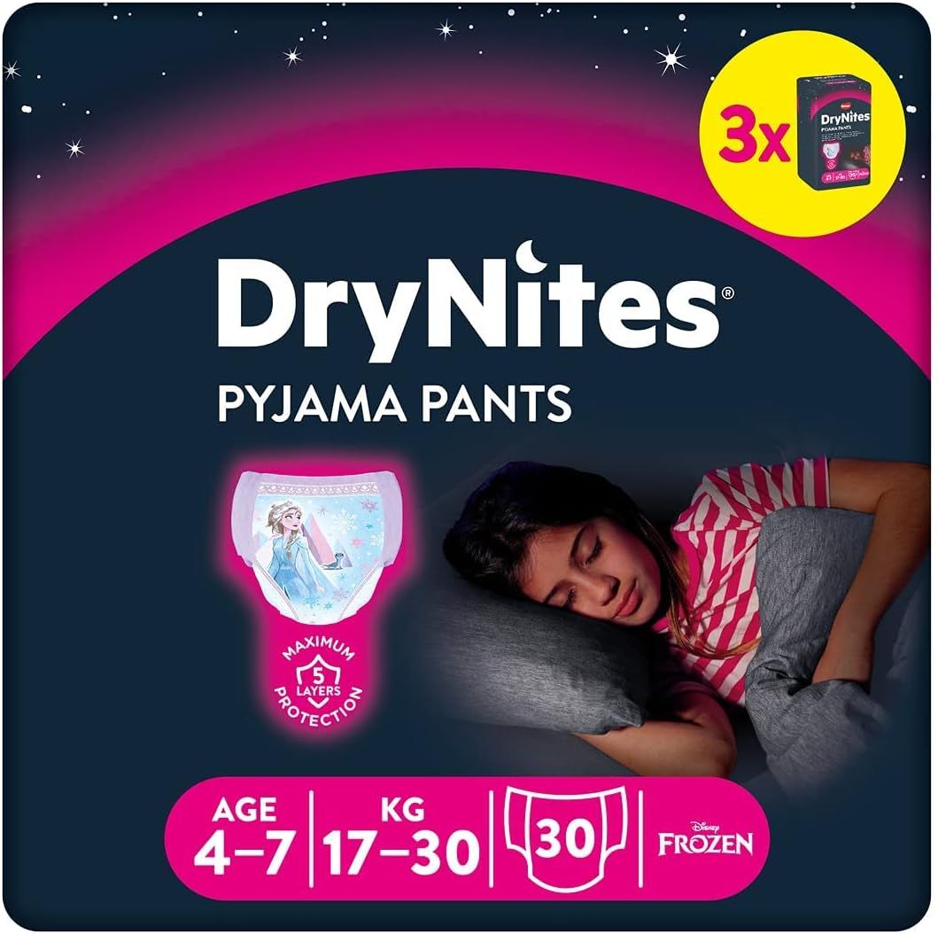 Huggies 60pk DryNites Pyjama Pants For Girls - Ages 4-7