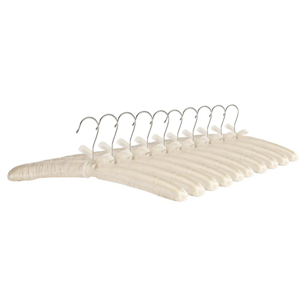 Padded Satin Clothes Hangers - White - Pack of 10
