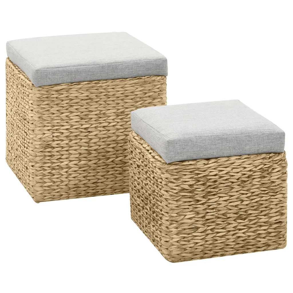 VidaXL Ottoman Set 2 Pieces Seagrass Grey