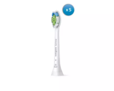 Philips Sonicare W2 Optimal White Standard Toothbrush Head for Sonic Toothbrush HX6065/10 Pack of 5 Standard Size Click Holder BrushSync Pairing