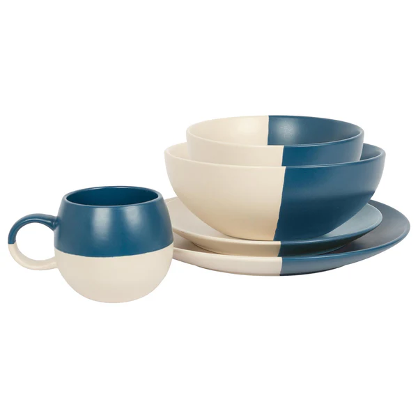  20Pc Colour Block Deluxe Stoneware Dinner Set