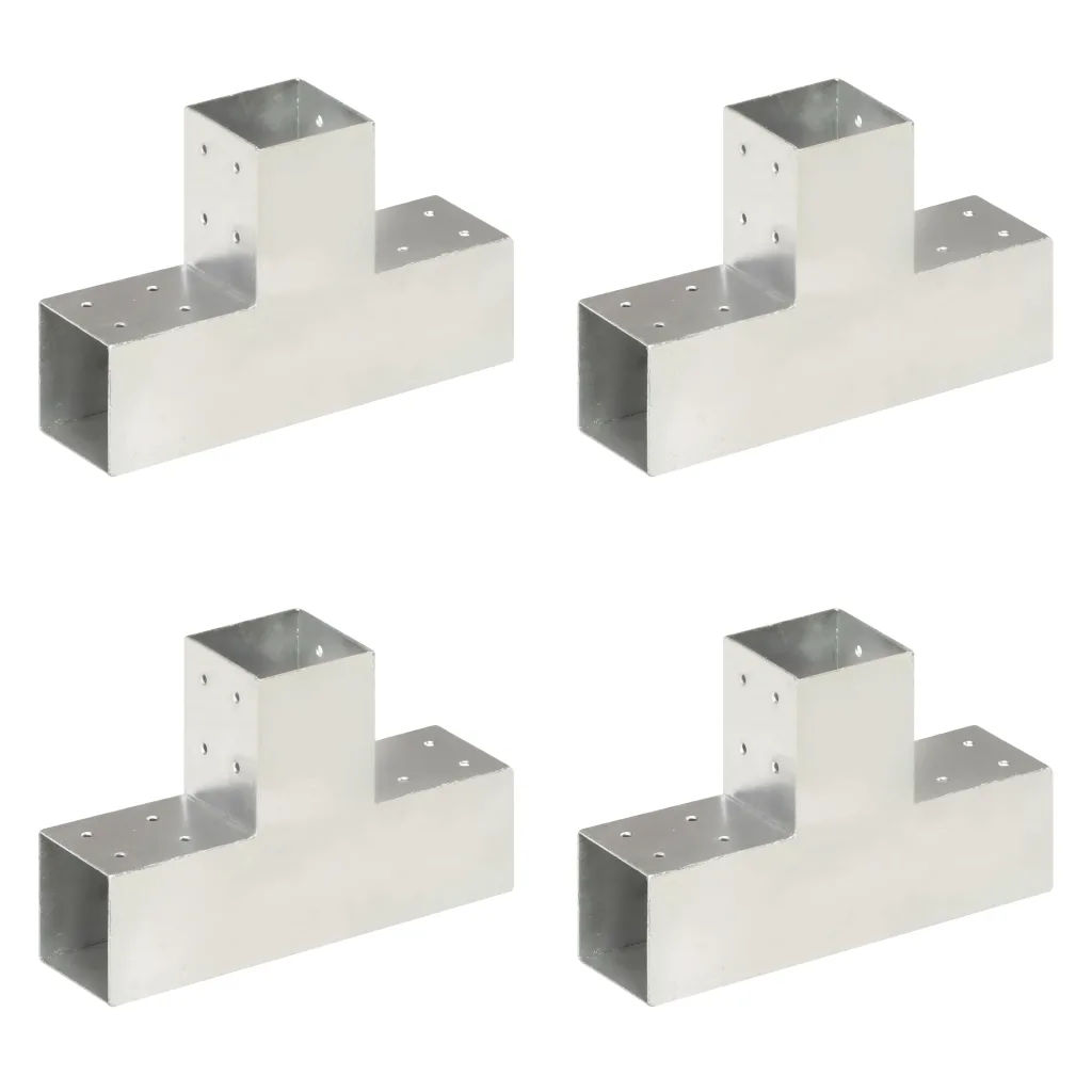 VidaXL Post Connectors 4 pcs T Shape Galvanised Metal 81x81 mm