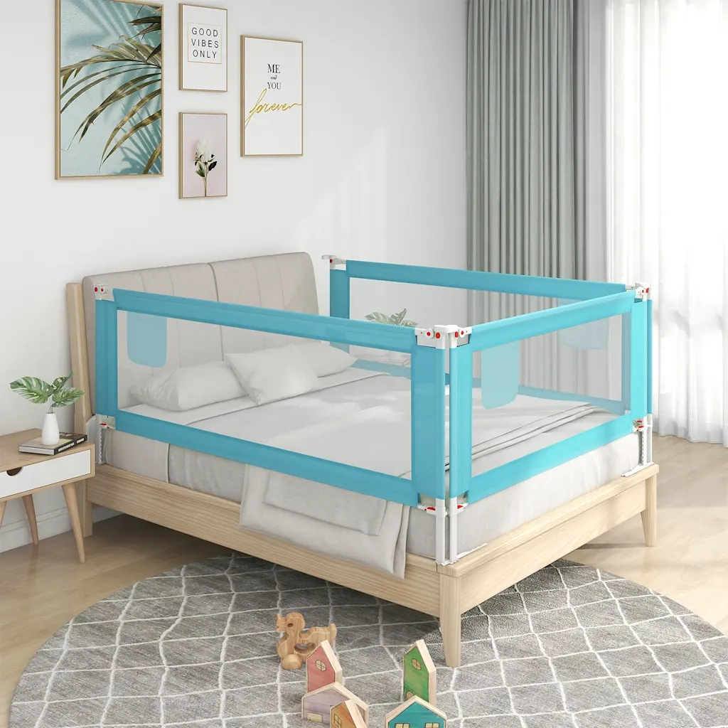 VidaXL Toddler Safety Bed Rail Blue 190x25 cm Fabric