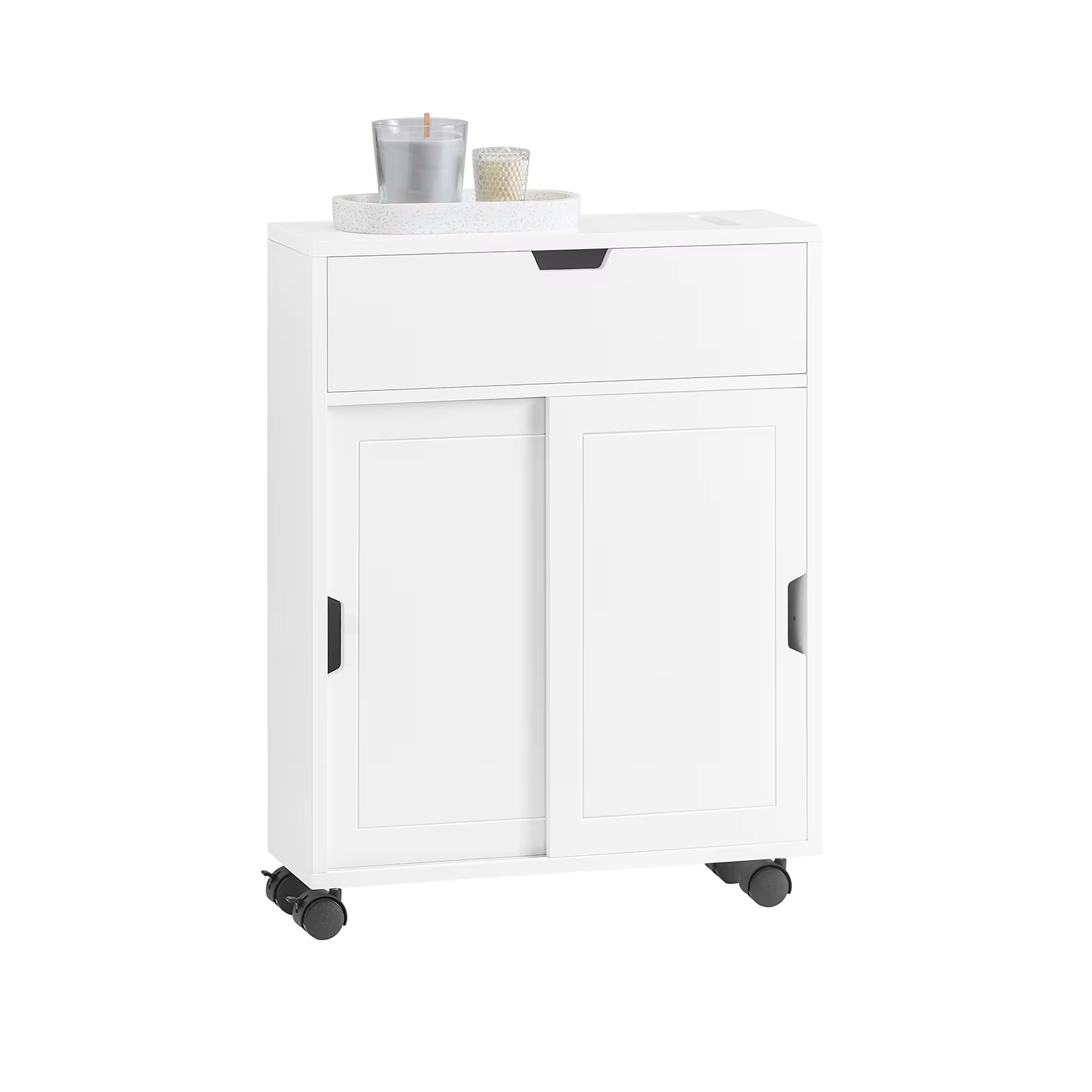 SOBUY Bathroom Toilet Paper Storage Cabinet With Sliding Door - white