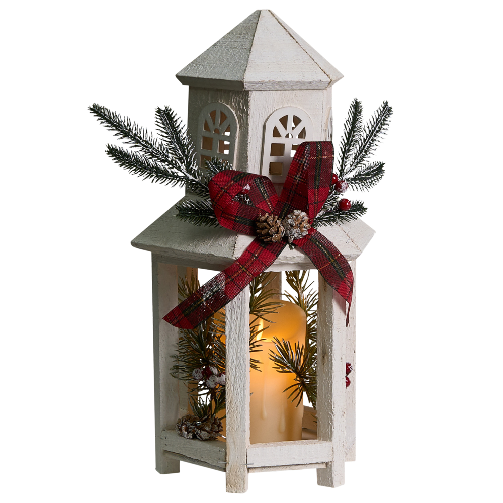 Beliani Led Lantern Savivesi Christmas Motif 38 Cm White