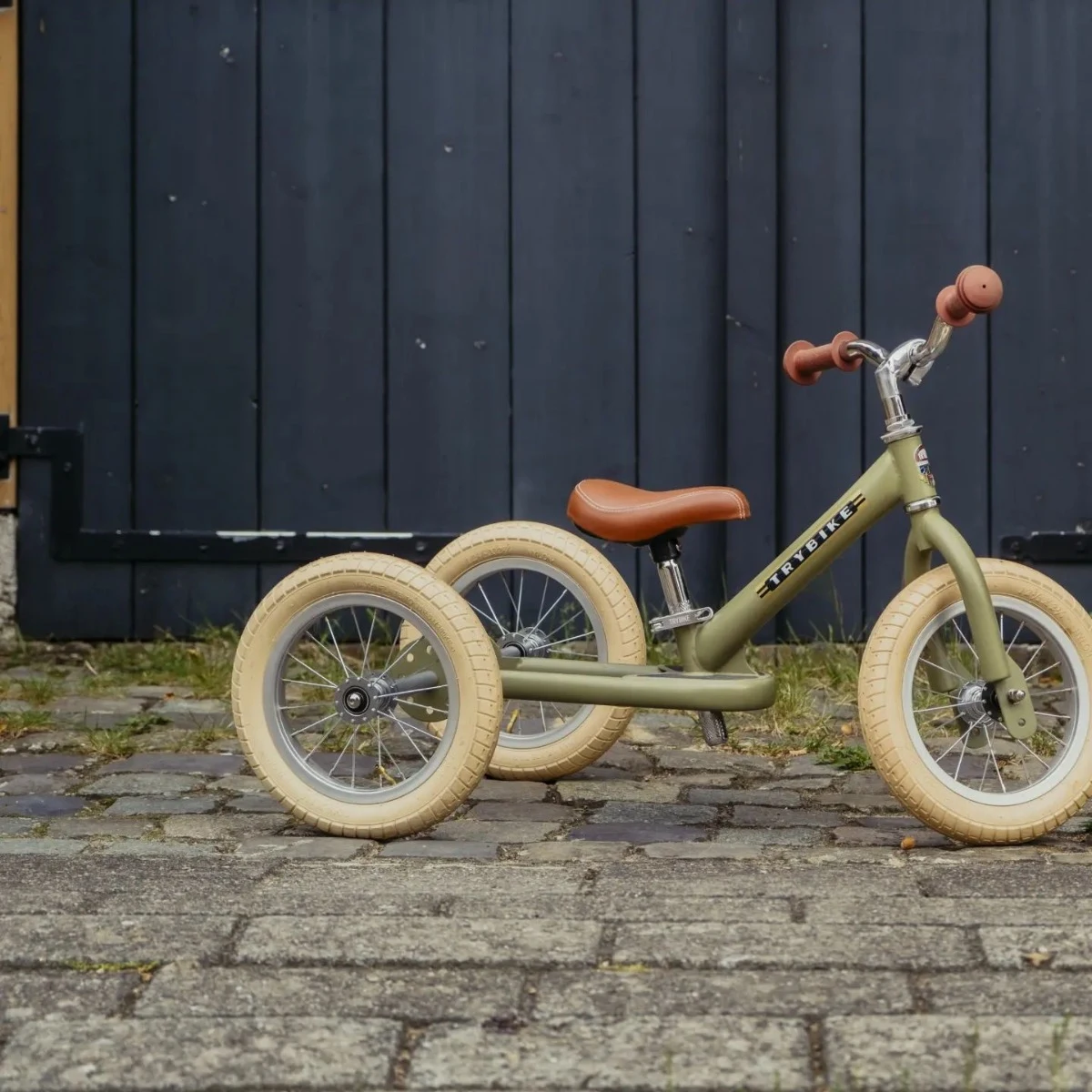 Trybike - Olive Green Vintage Steel Balance Bike