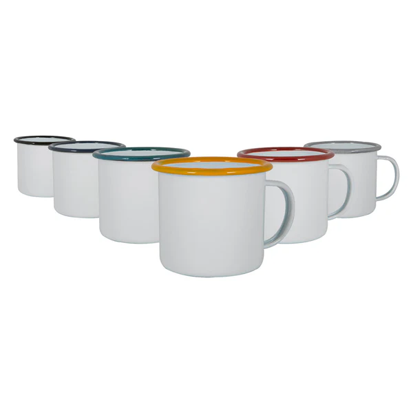 White Enamel Mugs - 375ml - 6 Colours