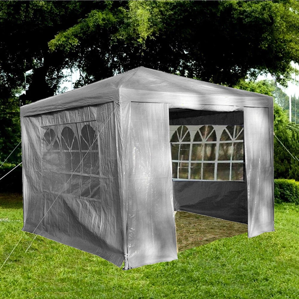 Gr8 Garden (Grey) Gazebo With Sides 3x3m | Outdoor Party Tent