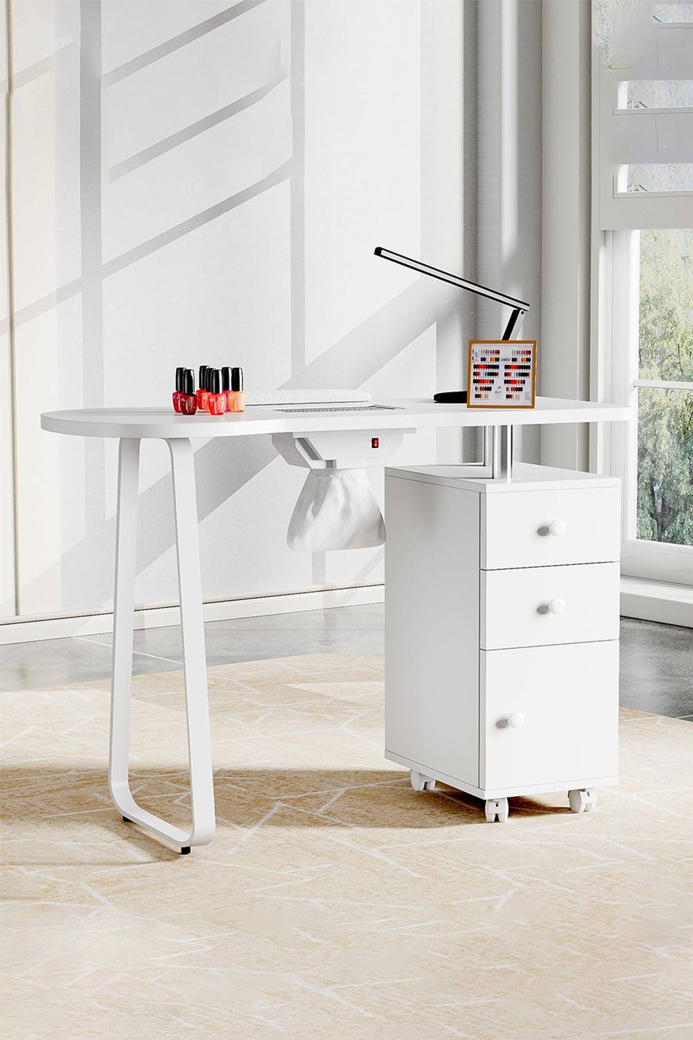 Living And Home Fashion Manicure Table Nail Desk with Electric Dust Collector & Nail Wrist Cushion