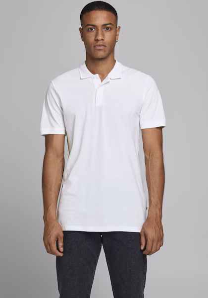 Jack & Jones Essentials slim fit pique logo polo in white White