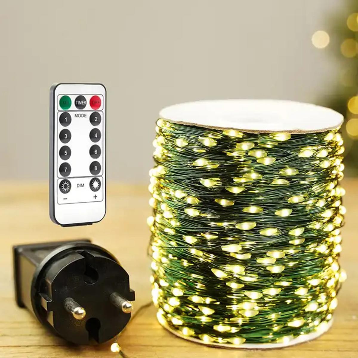 Kongdii (multicolor, 50M 500LED) 10m/50m/200m Led Green Wire String Lights Christmas Fairy Lights Garland With Remote Outdoor Christmas Tree Decor Lights For