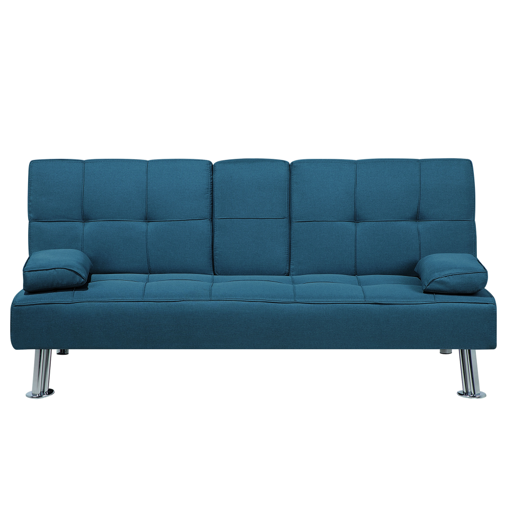 Beliani Fabric Sofa Bed Blue Roxen